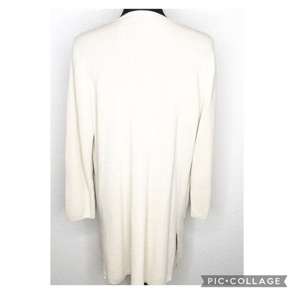 J Crew cream linen blend long open front cardigan sweater size Medium - Picture 12 of 12